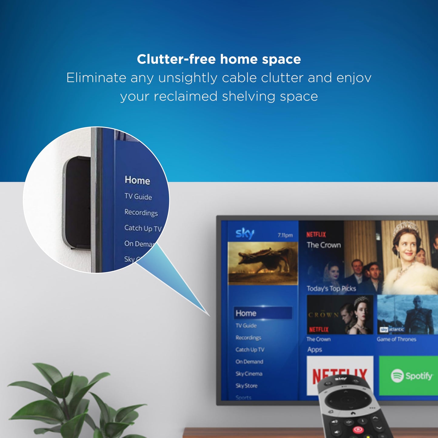 DINIAL Wall Mount for Sky Q Mini Box, Metal Wall Mounting Bracket in Black, Space Saving & Easy Installatio, Wall Mount Fixings Included