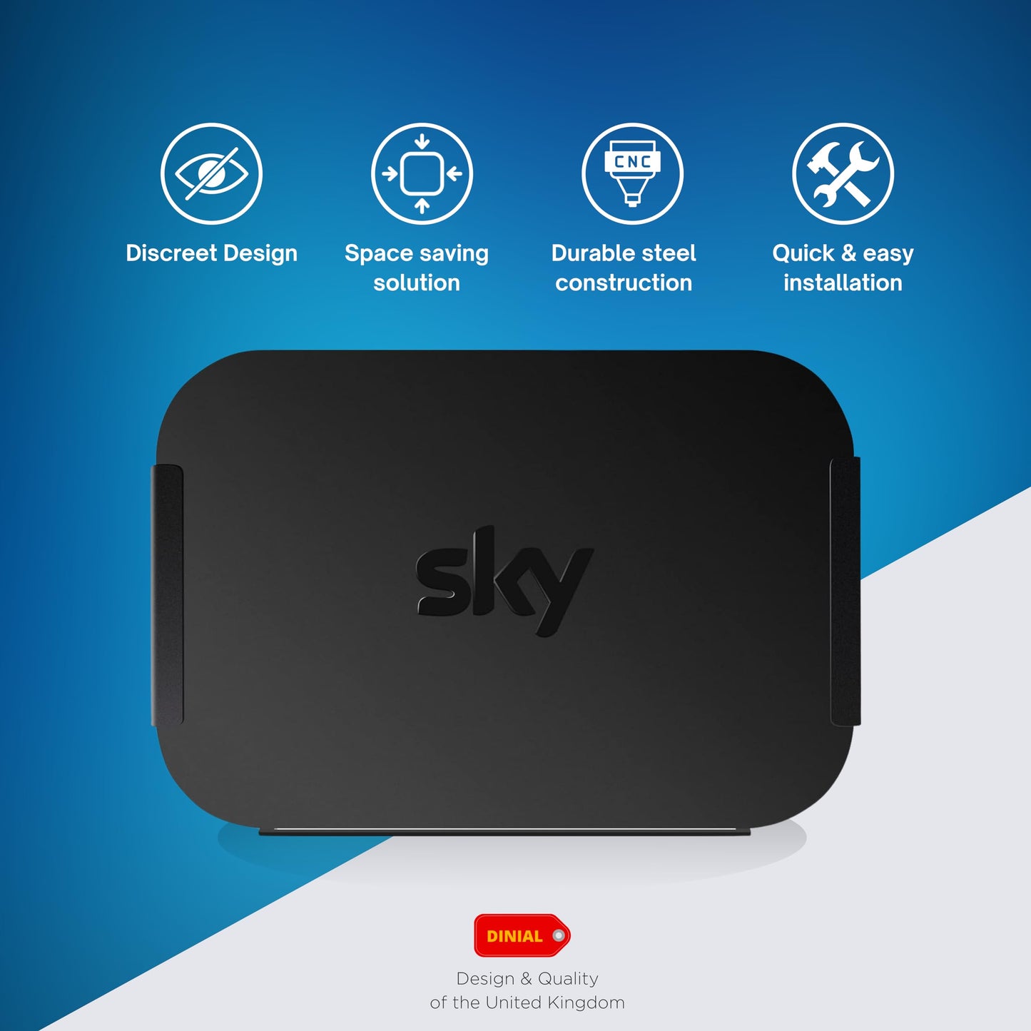 DINIAL Wall Mount for Sky Q Mini Box, Metal Wall Mounting Bracket in Black, Space Saving & Easy Installatio, Wall Mount Fixings Included