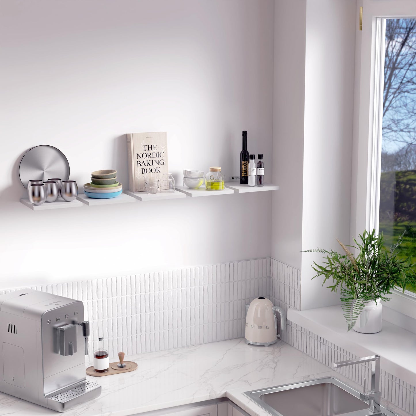 DINIAL Wall Mounted Floating Shelves for Wall Set of 5 size 15x15cm, Shelf Bookshelf for Bedroom Living Room Office Bathroom Kitchen Rustic Wood with Metal Bracket