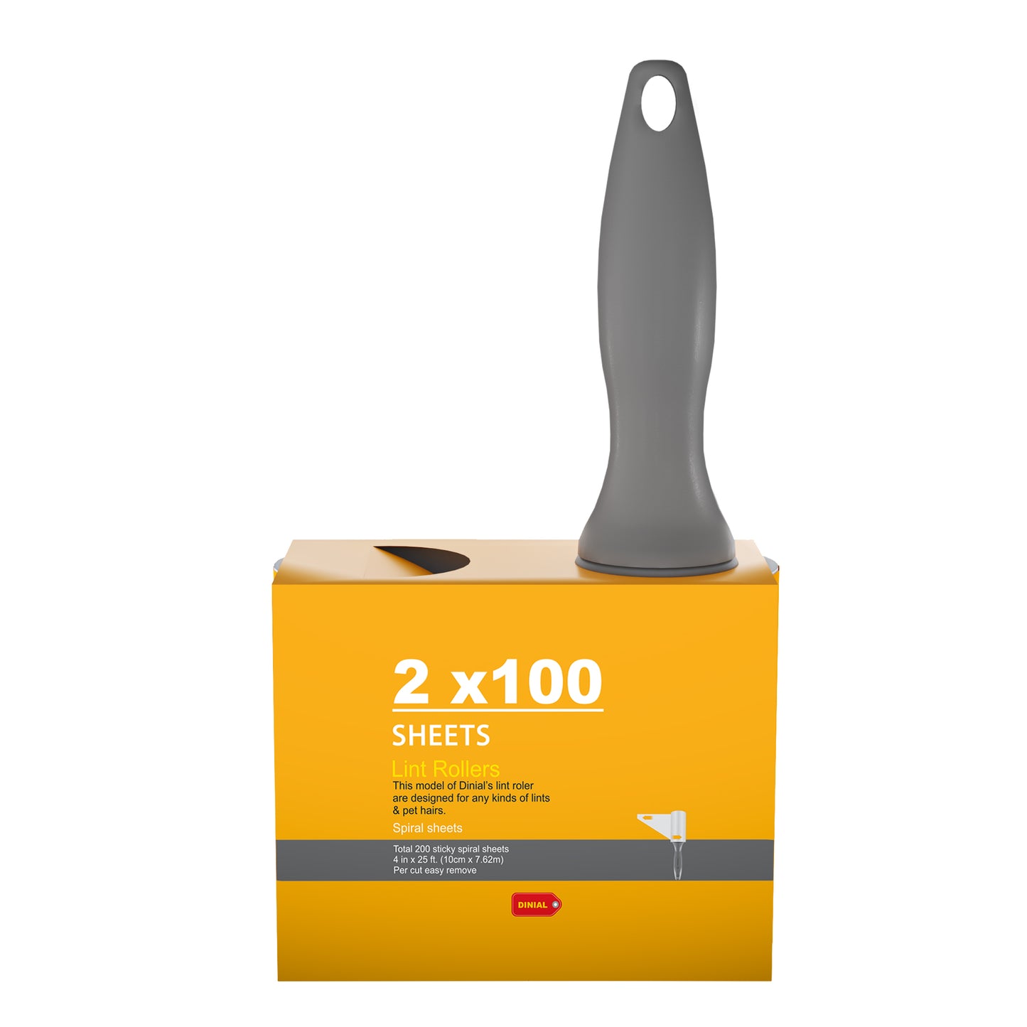 DINIAL Lint Roller 100 Spiral Sheets with Extra 100 Sheets Refill (200 SHEETS IN TOTAL)